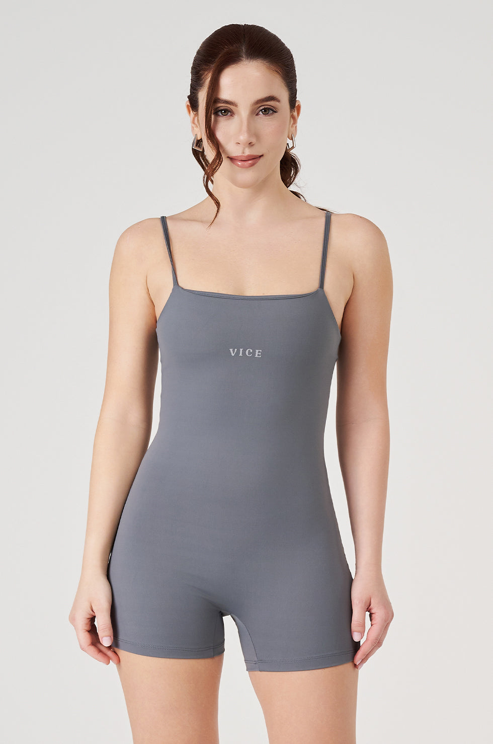 Macaquinho Fitness Vice Poliamida Elastic - Cinza