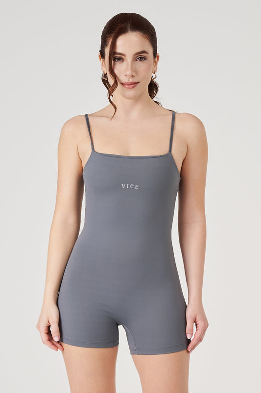 Macaquinho Fitness Vice Poliamida Elastic - Cinza