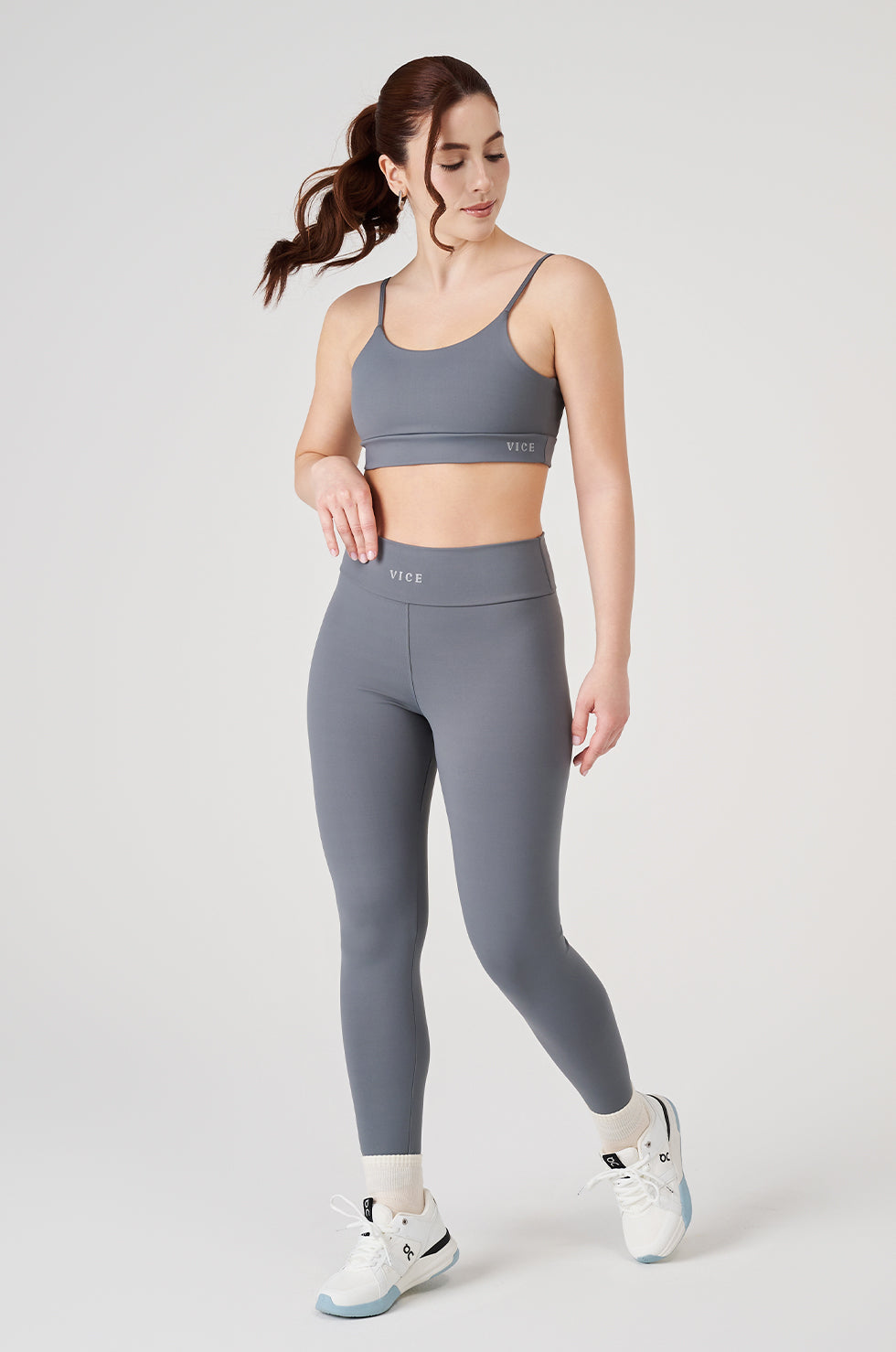 Conjunto Top e Legging Vice Poliamida Elastic - Cinza