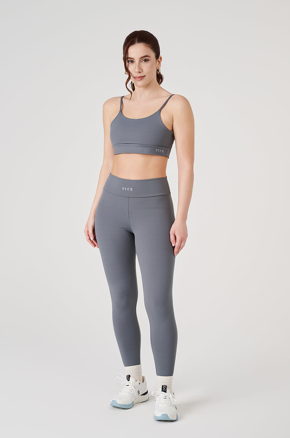 Conjunto Top e Legging Vice Poliamida Elastic - Cinza
