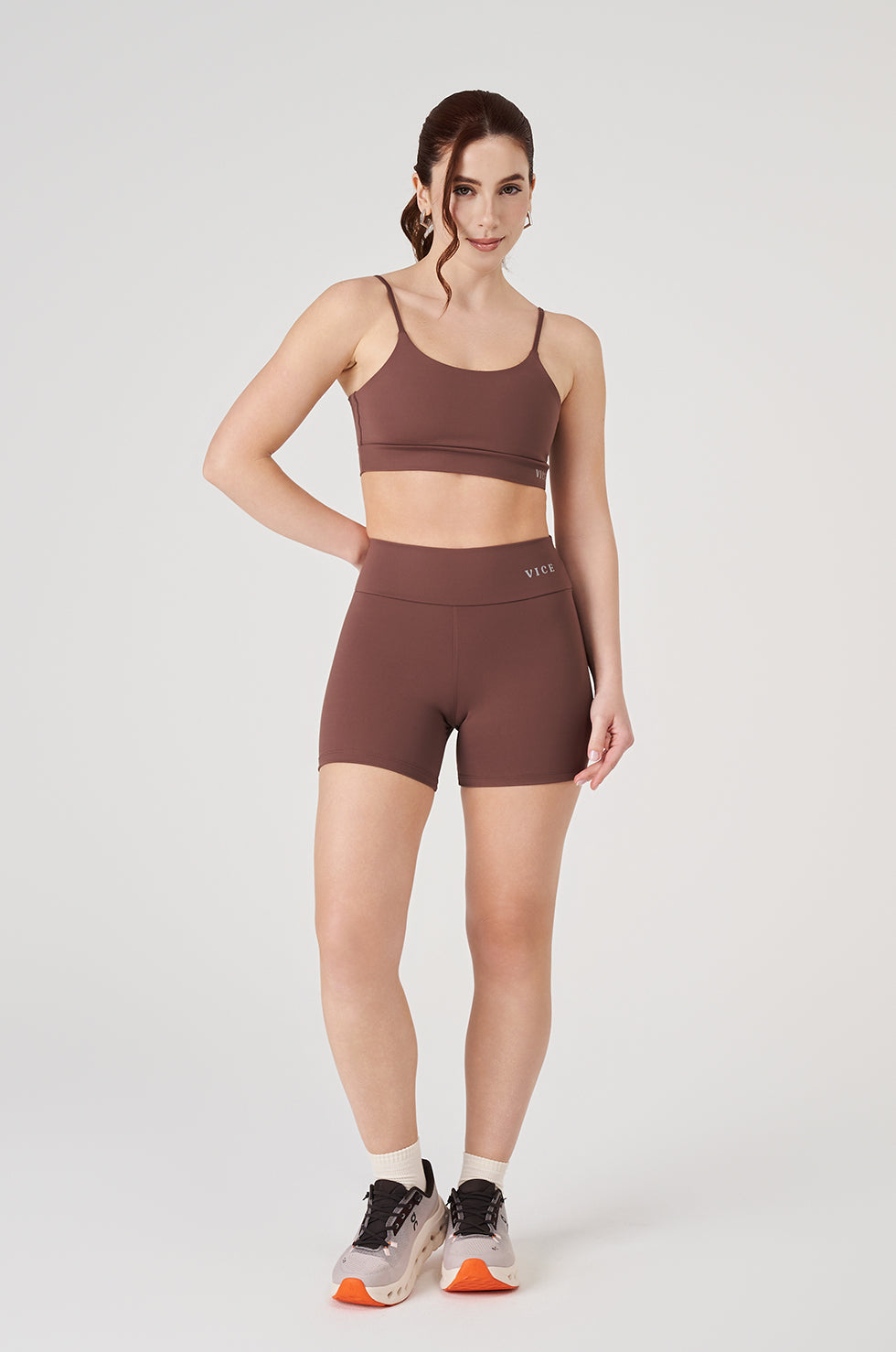Shorts Fitness Vice Poliamida Elastic - Coffee