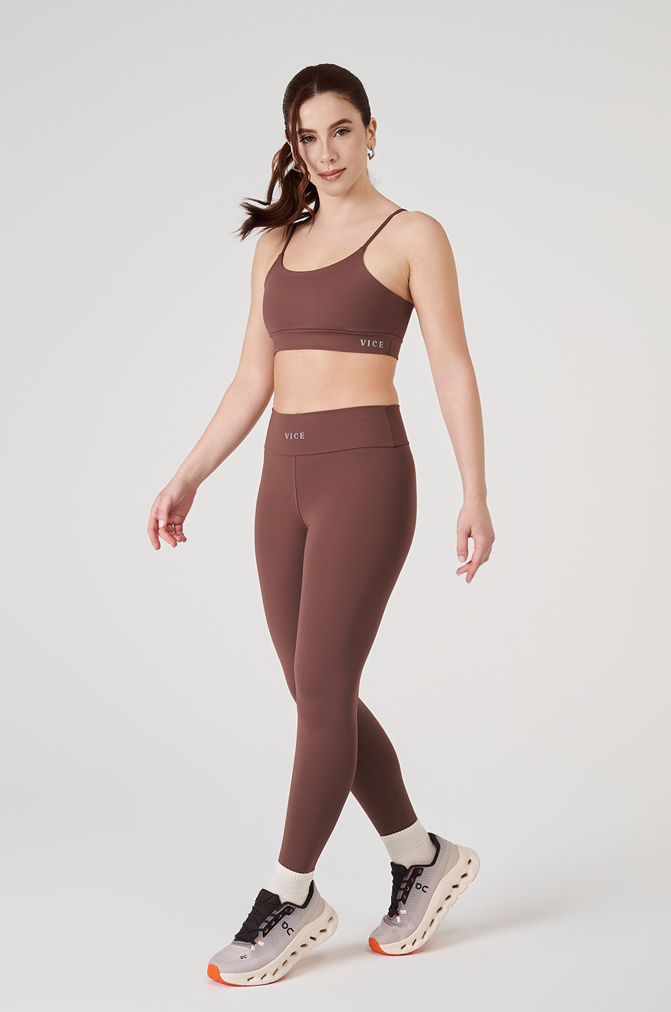 Conjunto Top e Legging Vice Poliamida Elastic - Coffee