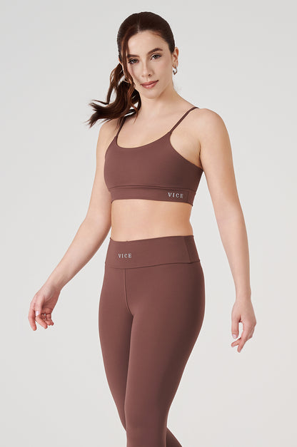 Conjunto Top e Legging Vice Poliamida Elastic - Coffee