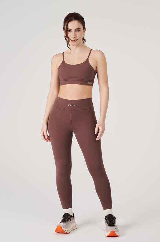 Conjunto Top e Legging Vice Poliamida Elastic - Coffee
