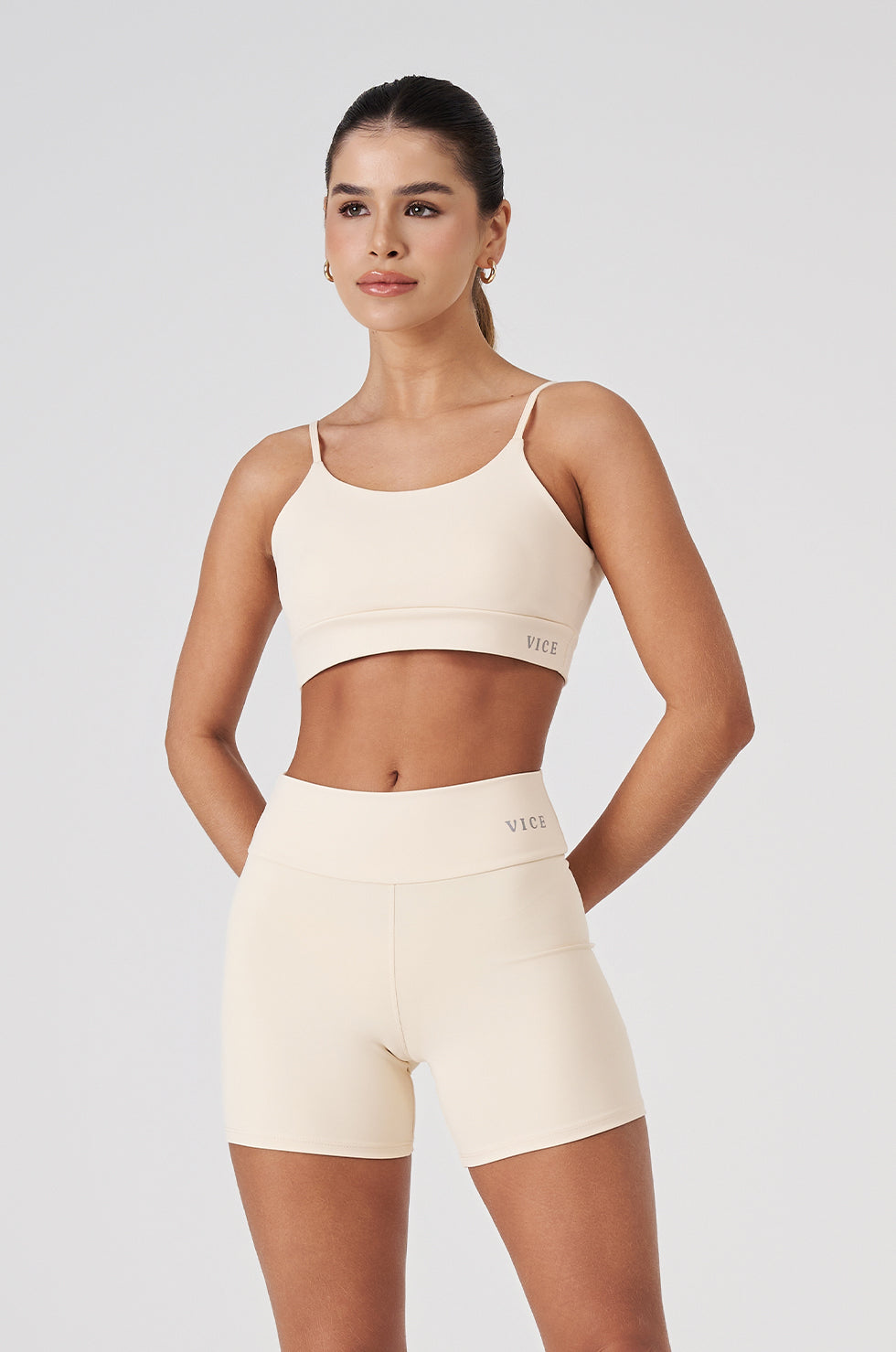 Conjunto Top e Shorts Vice Poliamida Elastic - Marfim